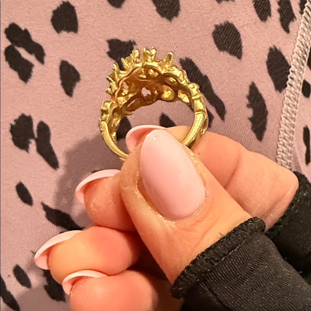 vintage gold-plated cocktail ring, - Picture 4 of 9